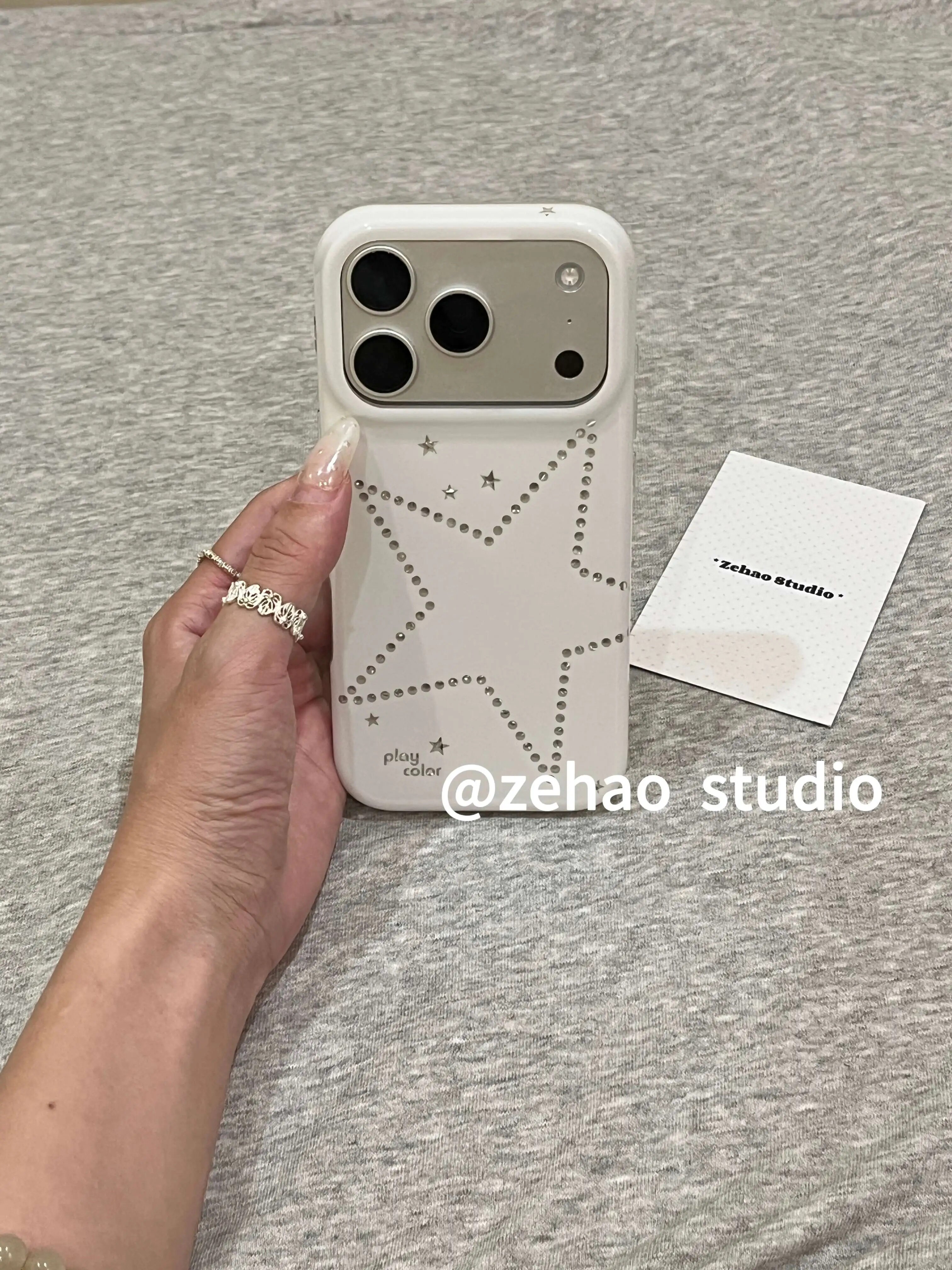 U2 简约奶白闪钻五角星适用于苹果17promax新款小众手机壳iphone16小清新简约15防摔保护套