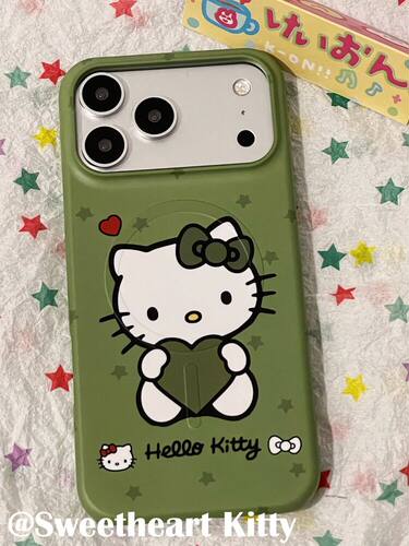 U2 磁吸菲林绿色爱心kitty适用iphone17promax新款小众苹果16个性清新手机壳15少女防摔保护套