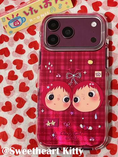 U2 ins复古暗红镭射樱桃小女孩适用iphone18promax苹果17手机壳16女