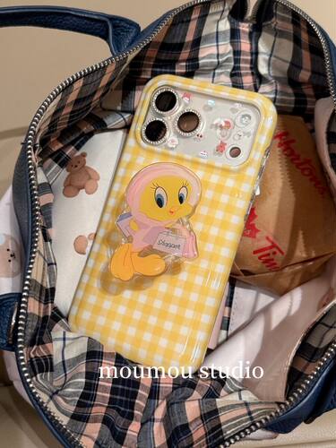 U2 可爱黄色格纹崔弟小鸟适用于苹果iPhone17promax手机壳16pro女15