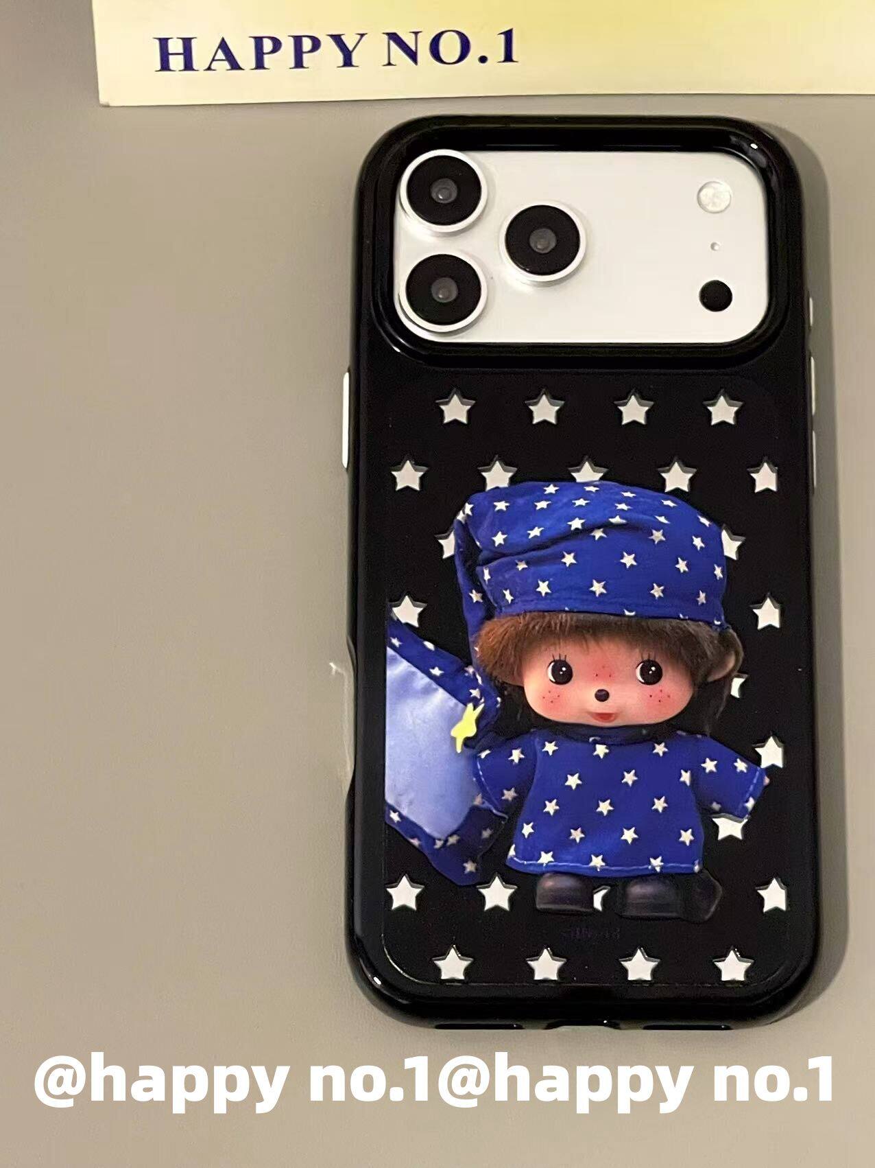 U2 氛围感星星镜面睡衣蒙奇奇适用苹果iPhone17新款小众手机壳16pro Max小清新简约双层防水15防摔保护套