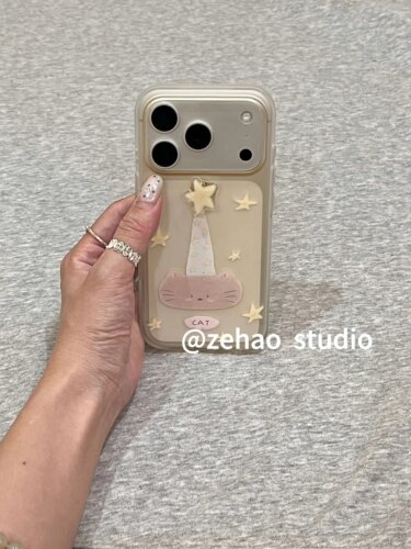 U2 磨砂透黄软萌猫咪星星适用苹果17promax新款小众手机壳iphone16pro个性简约15防摔保护套