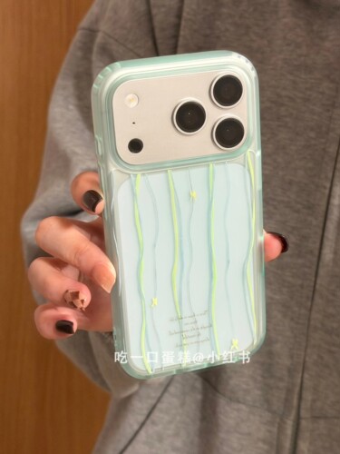 U2 透绿蓝绿彩带英文苹果17promax新款小众手机壳iphone16简约个性网红ins15防摔保护套