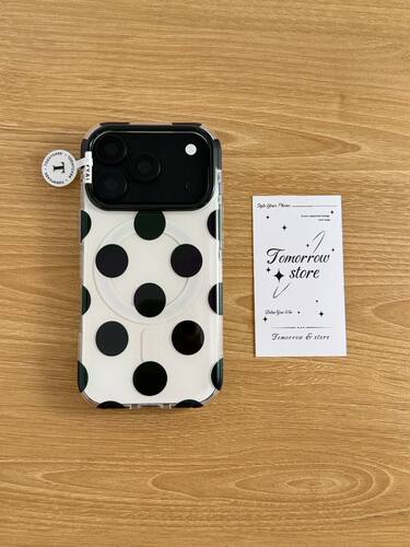 U2 韩系白底黑色波点适用18pro苹果17双层iPhone16磁吸15小众手机壳