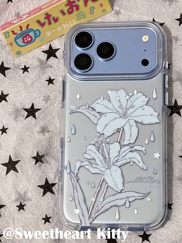 U2 ins古早冰川蓝雨滴花朵适用iphone18promax苹果17手机壳16少女