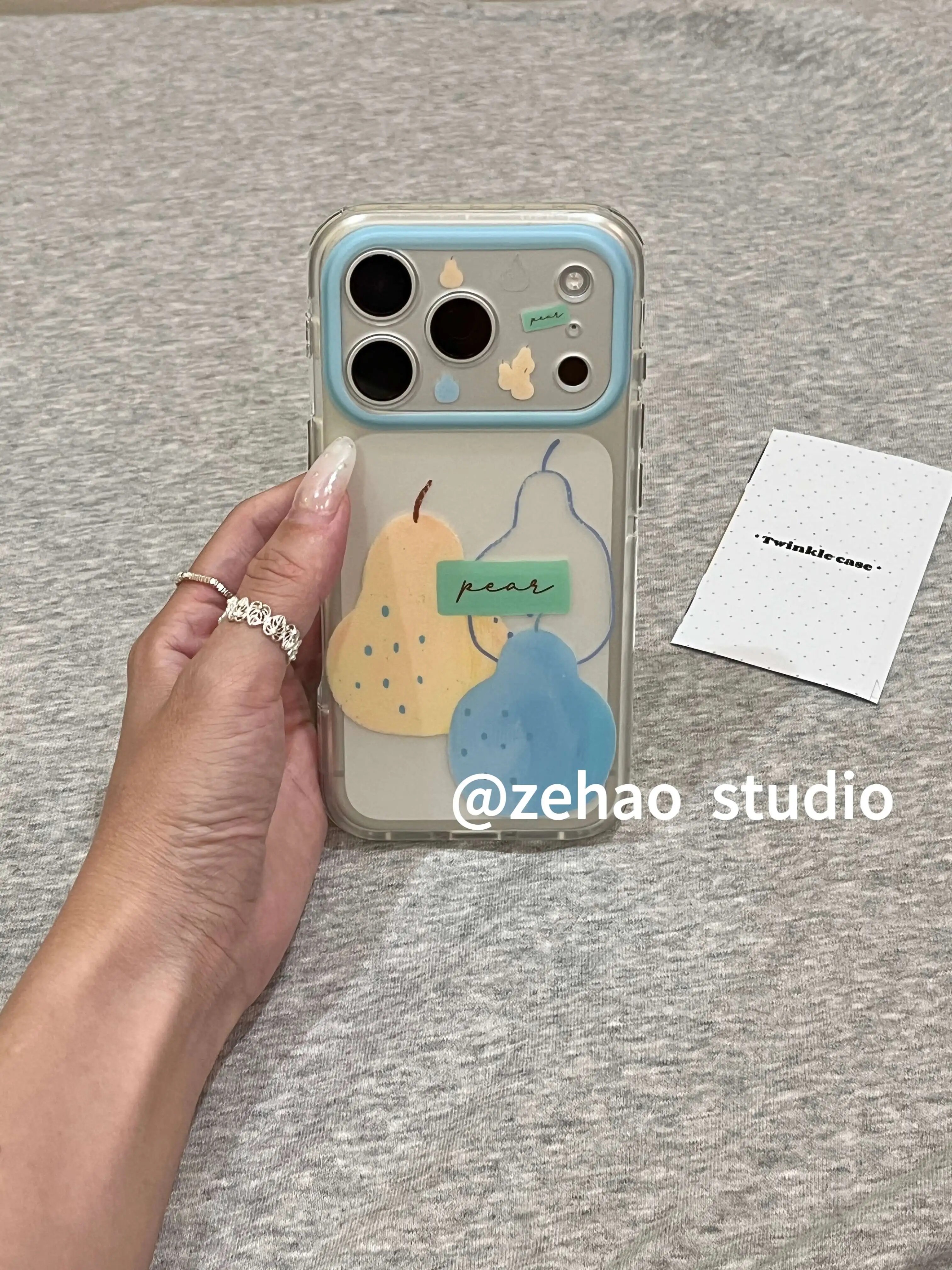 U2 磨砂透明手绘梨子适用于苹果17promax新款小众手机壳iphone16pro小清新简约防摔保护套15p