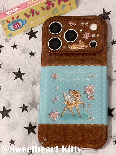 U2 ins古早闪钻小鹿斑比花朵适用iphone18promax苹果17手机壳16少女