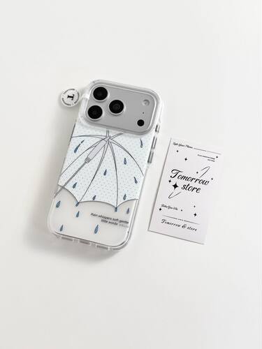 U2 鎏金雨滴雨伞适用苹果17promax新款小众双层iphone16韩系15个性手机硬壳 防摔保护套