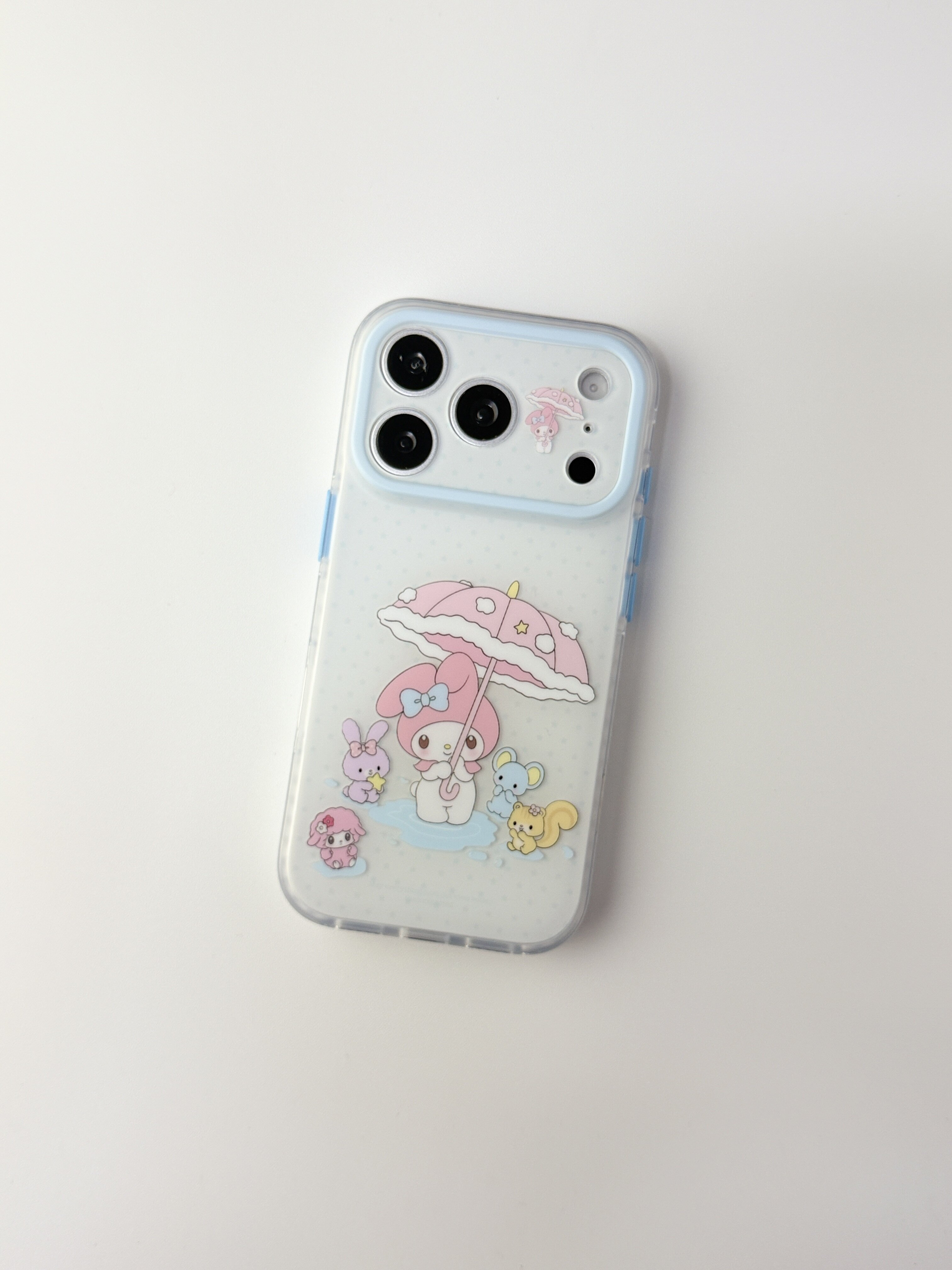 U2 可爱粉色雨伞美乐蒂双层印花磨砂手机壳适用iPhone16新款卡通少女15防摔保护套