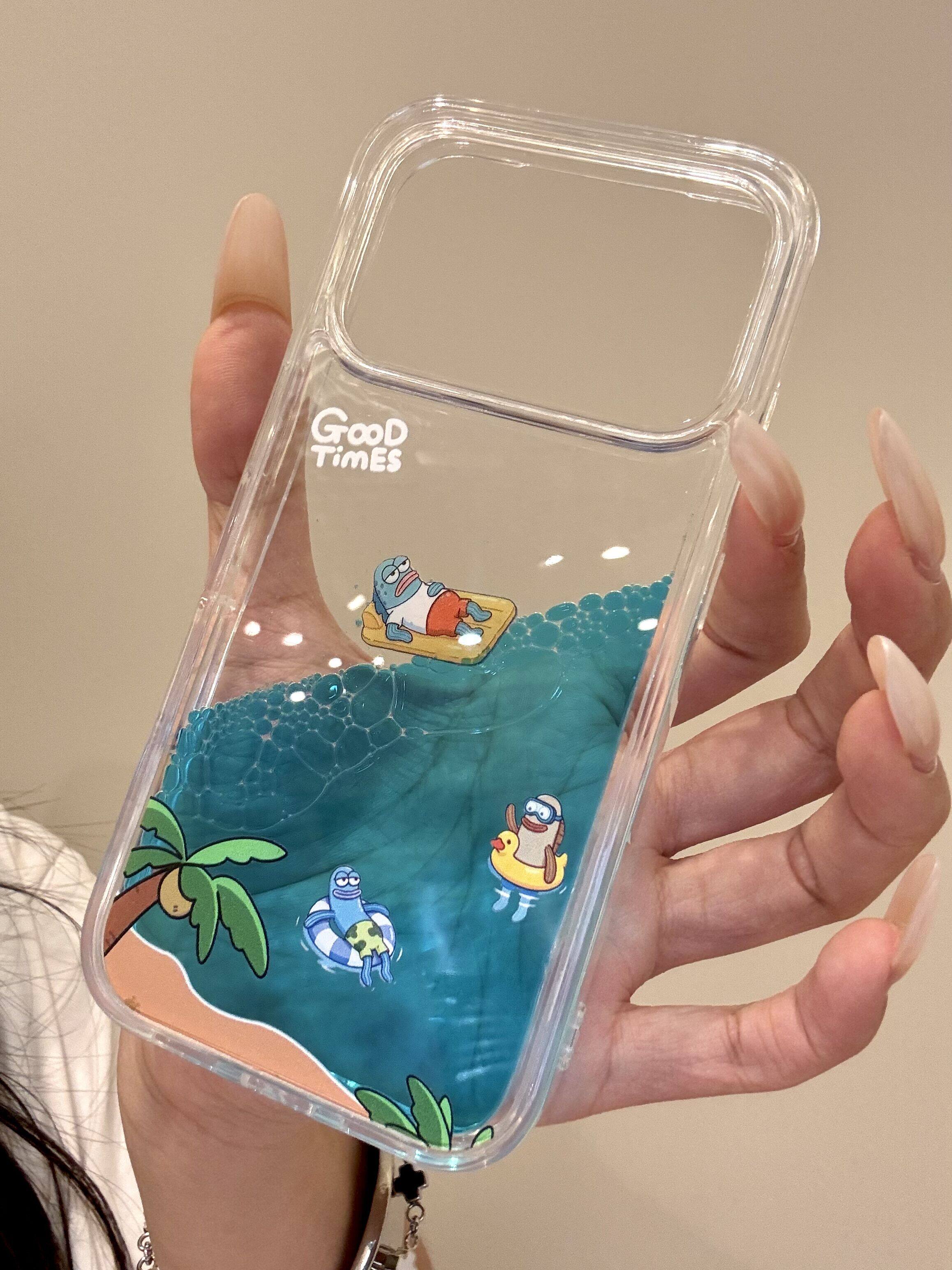 U2 设计感流沙椰树游泳圈小丑鱼适用iphone17promax苹果16手机壳