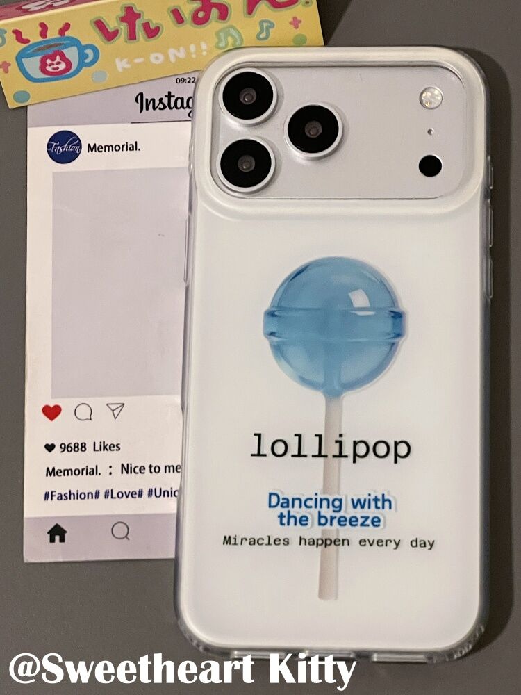 U2 ins高级感蓝色棒棒糖适用iphone17promax新款小众苹果16手机壳个性简约15防摔保护套
