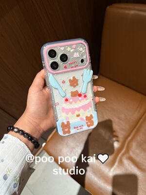 U2 可爱蛋糕小熊刀叉立体适用于iPhone17pro/16promax手机壳新款卡通图案15防摔保护套