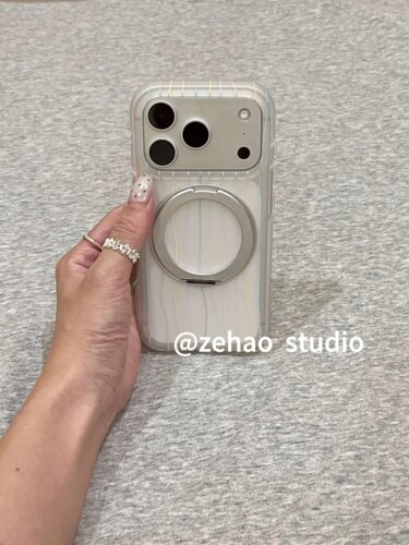 U2 一体支架磨砂透明彩色线条适用苹果17pm新款小众手机壳iphone16pro个性15防摔保护套