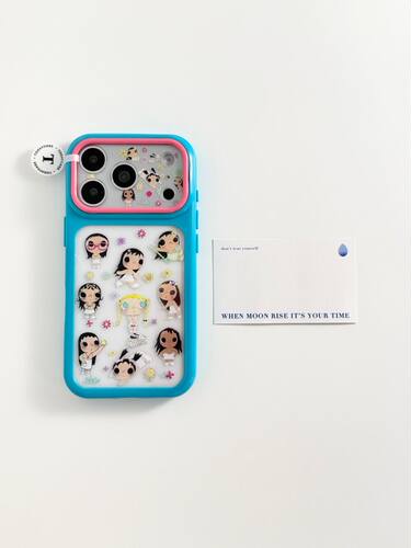 U2 湖蓝粉框小玉酱适用苹果17promax可爱iphone16/15透明全包手机壳