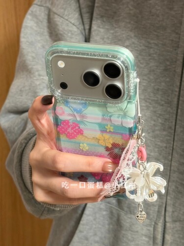 U2 透彩条纹波点彩花朵适用17promax手机壳iphone16少女防水15防摔保护套