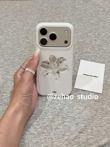 U2 简约ins风星星银百合花适用于苹果17promax新款小众手机壳iphone16小清新15防摔保护套