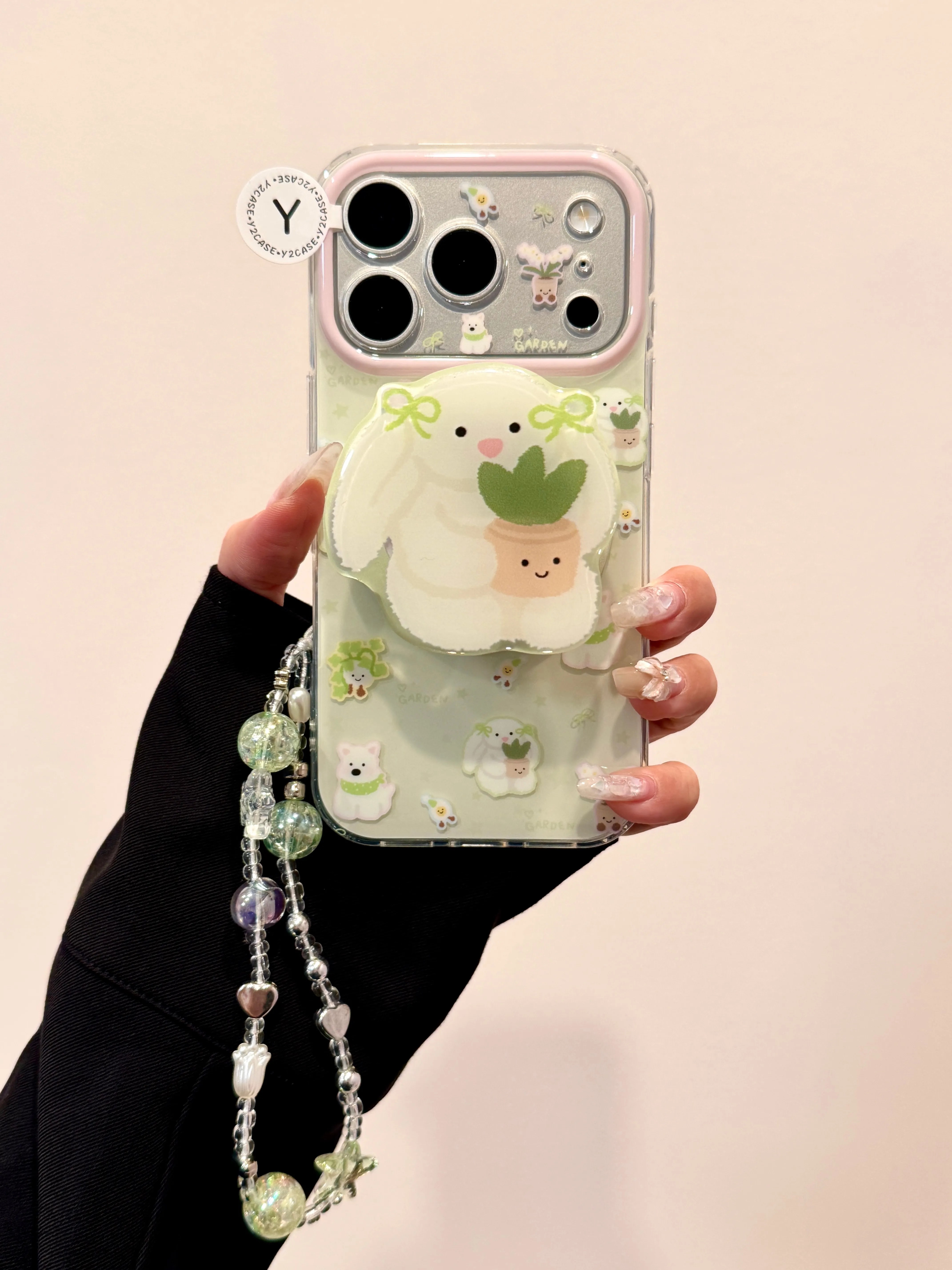 U2 卡通涂鸦可爱兔子的盆栽IMD双层手机壳适用iPhone17新款小众16pro Max小清新简约15防摔保护套