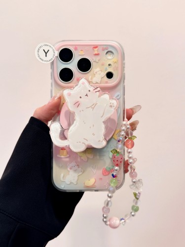 U2 可爱少女心涂鸦晕染猫咪IMD手机壳适用iPhone17pro Max新款小众苹果16卡通简约15防摔保护套