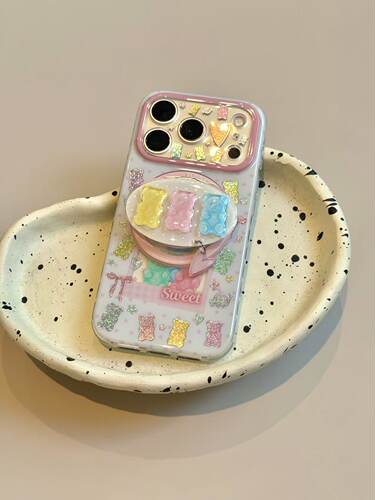 U2 多巴胺蝴蝶结彩色软糖小熊适用于iphone17promax新款小众苹果16简约手机壳15pm防摔保护套