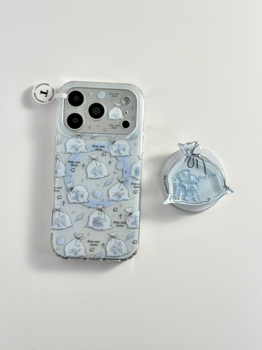 U2 ins海螺金鱼袋子适用苹果17promax新款小众支架iphone16简约小清新磁吸15双层手机壳防摔保护套