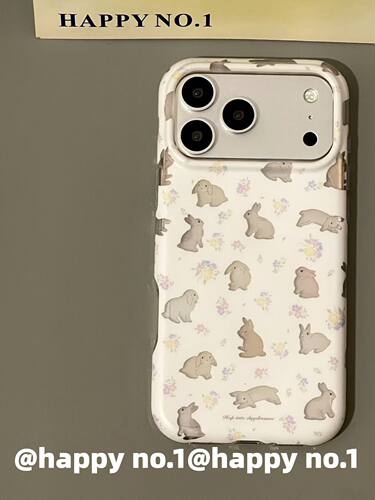 U2 古早小清新碎花小兔子适用苹果iPhone手机壳防摔双层16少女防水