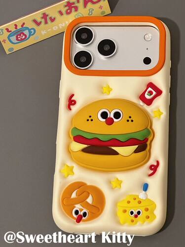 U2 ins可爱伸缩汉堡支架硅胶适用iphone17promax新款小众苹果16手机壳15少女防摔保护套