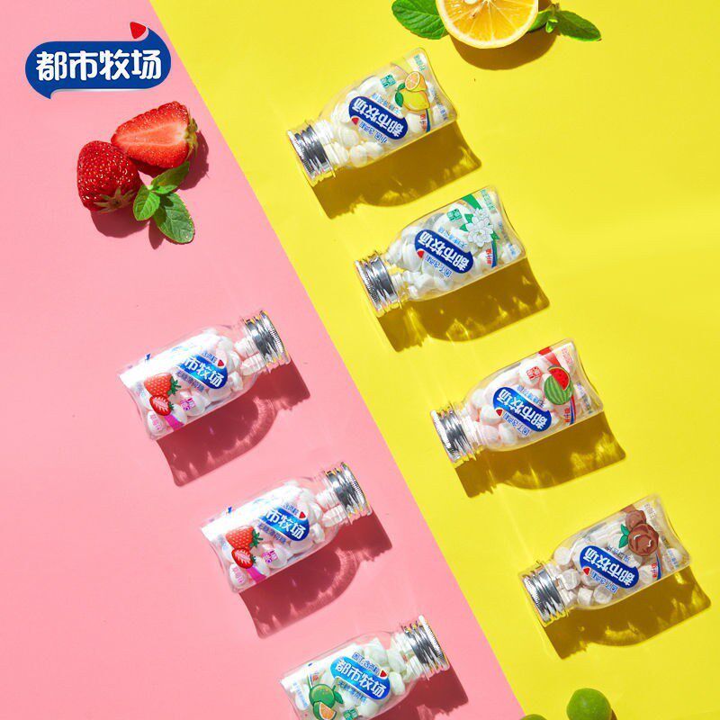 都市牧场爽口含片8罐维C润喉糖柠檬无糖糖果薄荷糖清X新口气果零