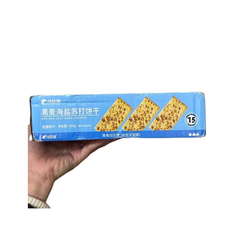 比比赞黑麦海盐苏打饼干3t00g整箱饱腹代餐梳打小零食小吃休闲食