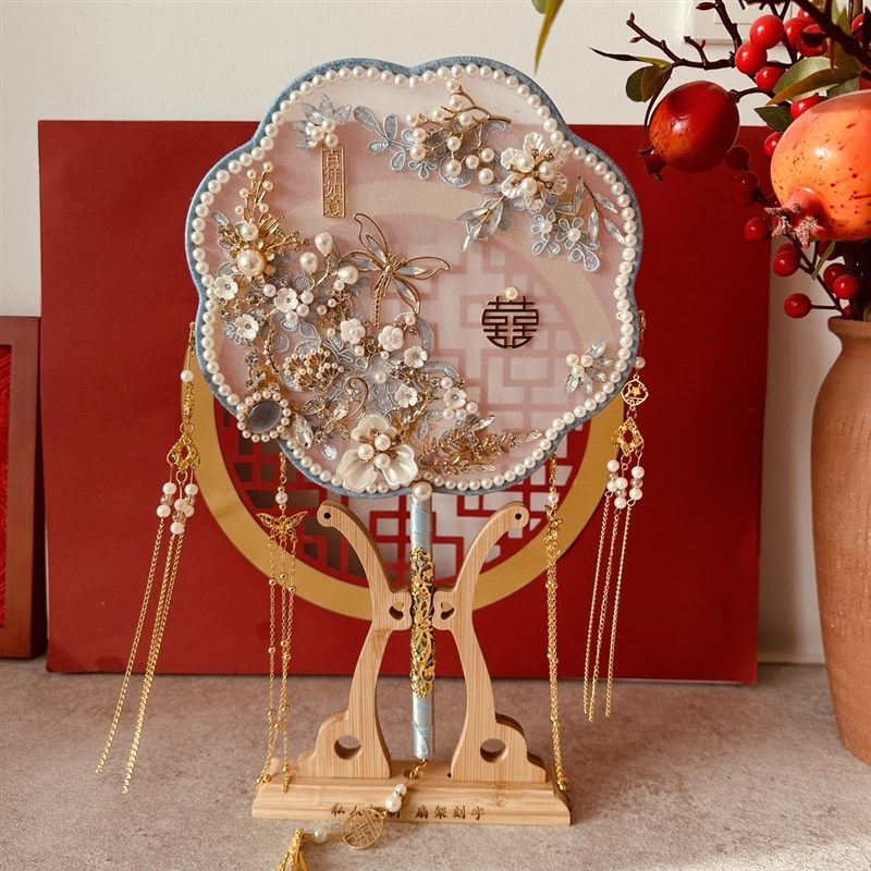 中式新娘团扇结婚秀禾服手捧花喜扇古风高端婚礼手工扇DIY材料包,家居饰品,工艺扇/团扇/喜扇/折扇,淘宝优惠券,粉丝福利购,淘宝优惠卷