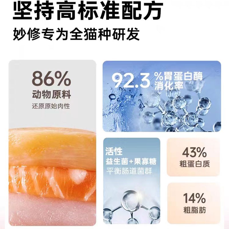 妙修猫粮成猫幼猫无谷天然高蛋白全价通用英白美短橘猫干粮