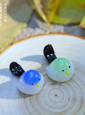 玻璃小鸟摆件桌面迷你云雀摆饰客厅书桌家居创意可爱笔架筷架摆件
