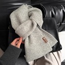 灰色高级感含羊毛情侣围巾韩系女冬季 针织保暖学生围脖男 2025新款