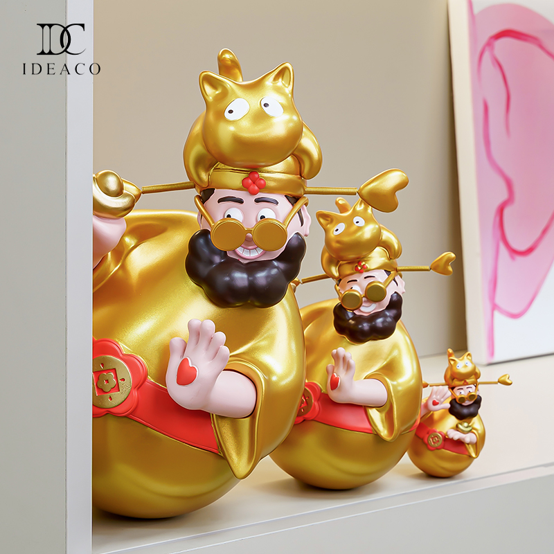 爱蒂可金色四喜财神摆件
