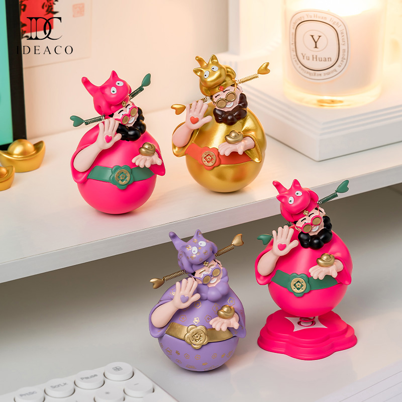爱蒂可金色四喜财神桌面摆件