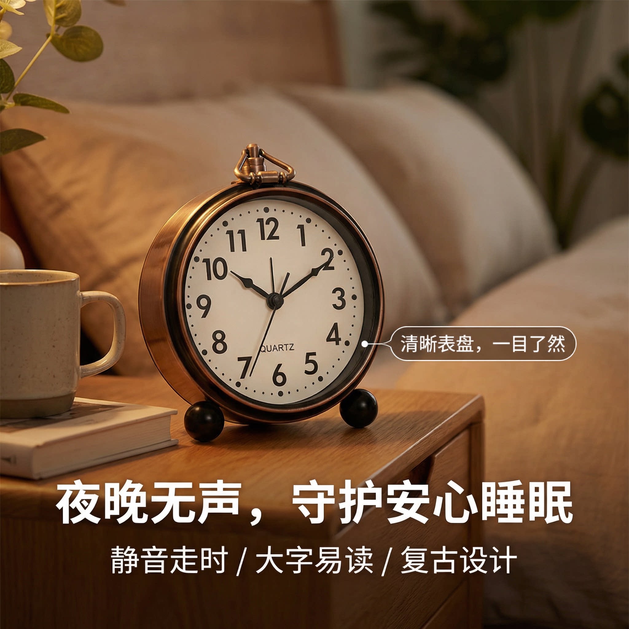闹钟老人专用大号挂墙免打孔老式摆件客厅桌面复古式美式小台钟图片