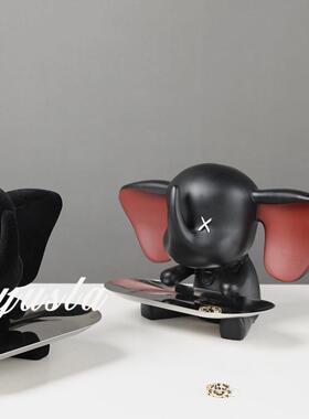 卡通可爱摆件家居客厅儿童房动物玄关柜钥匙收纳托盘摆设软装饰品