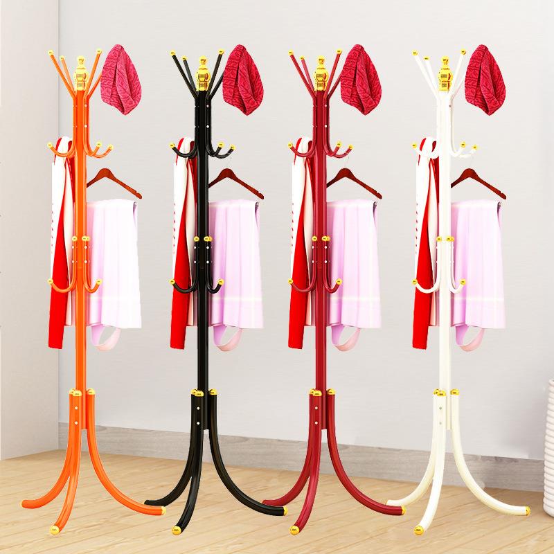 简易加粗衣帽架衣架落地铁艺挂衣架卧室衣服架挂包架单杆式