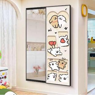 线条小ACV狗多壁巴胺暗衣藏挂推全身镜装 拉饰画玄关穿镜试衣镜