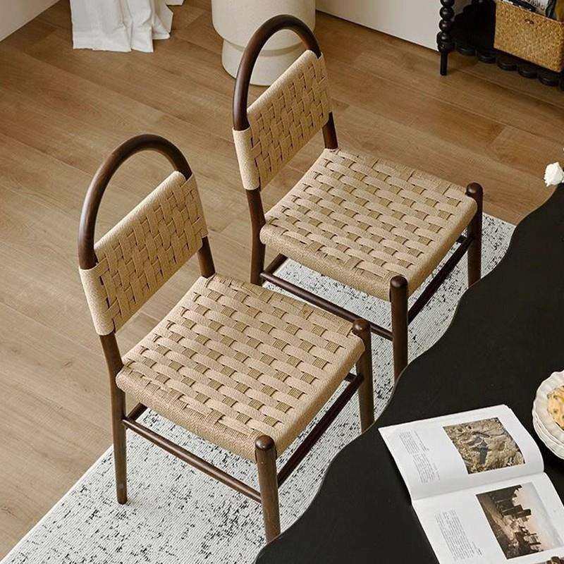 法安式中古薇薇木餐椅绳编家用实椅古客厅家用DCX编织靠背休闲椅,住宅家具,餐椅,淘宝优惠券,粉丝福利购,淘宝优惠卷