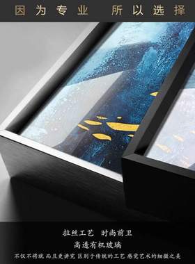 现代客厅蓝色建筑装饰画过道走廊玄关竖版挂画纵深空间办公室壁画