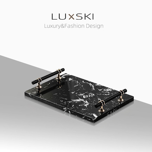 轻奢酒店风大理石托盘卫生间置物架洗漱台桌面高档收纳杯架伴手礼