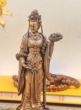 伎艺天女菩萨铜热着色 可装藏高16厘米寺庙家居佛堂摆放工艺品