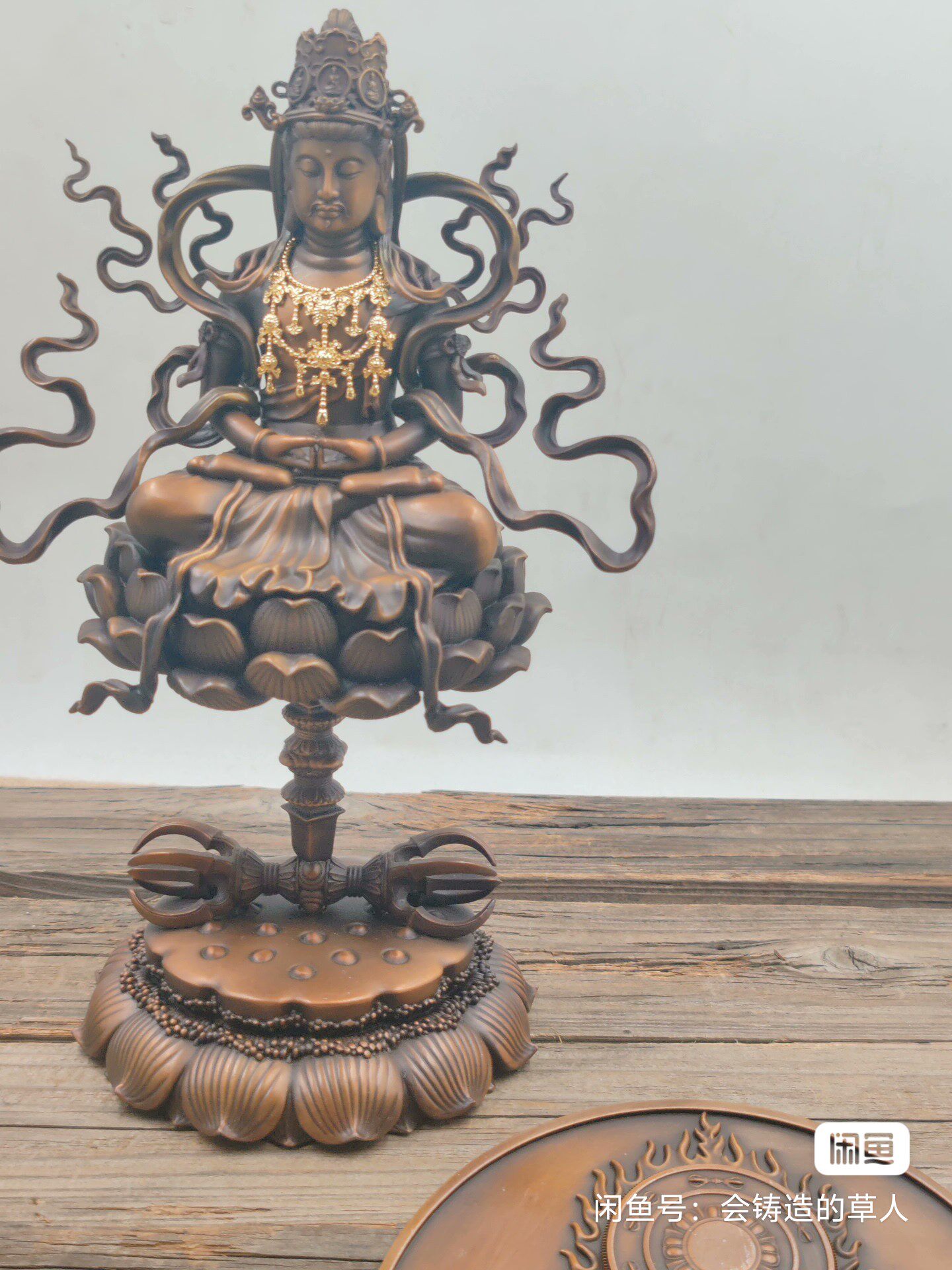 唐密阿弥陀佛摆件，高26CM，材质为铜，展示典雅风格。重量2640克