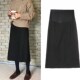 侧开叉a字包臀裙中长N款 孕妇半身裙春秋季 新款 黑色百搭一步裙潮妈