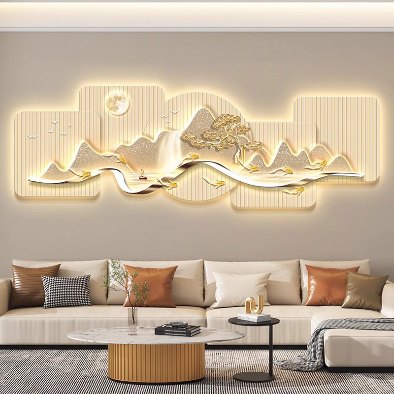 LED灯客厅装饰画高级沙发背景墙壁画灯画卧室画2025新款挂画大气
