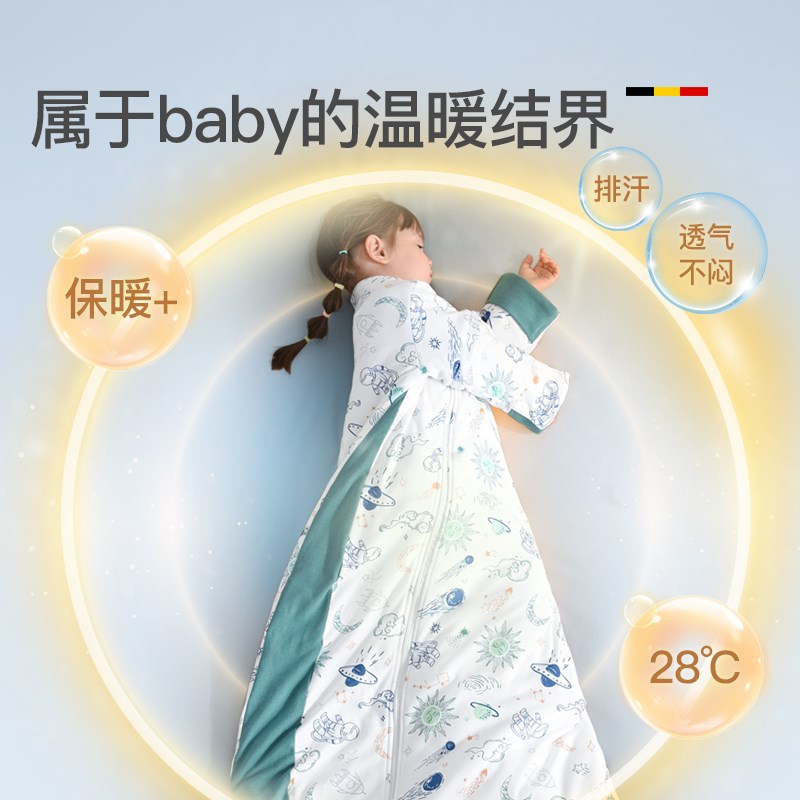 婴儿睡袋宝宝春秋冬款秋冬季恒温幼儿童加厚一体式防踢被四季通用