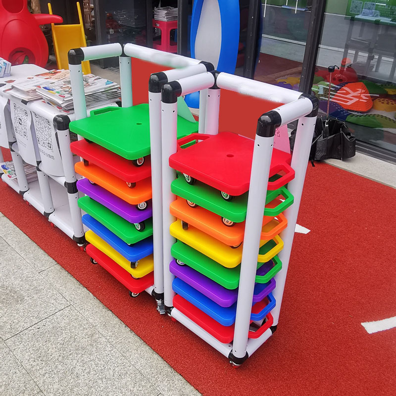 幼儿园滑板车平衡车收纳架高跷架沙水玩具架体操垫收纳架带轮子