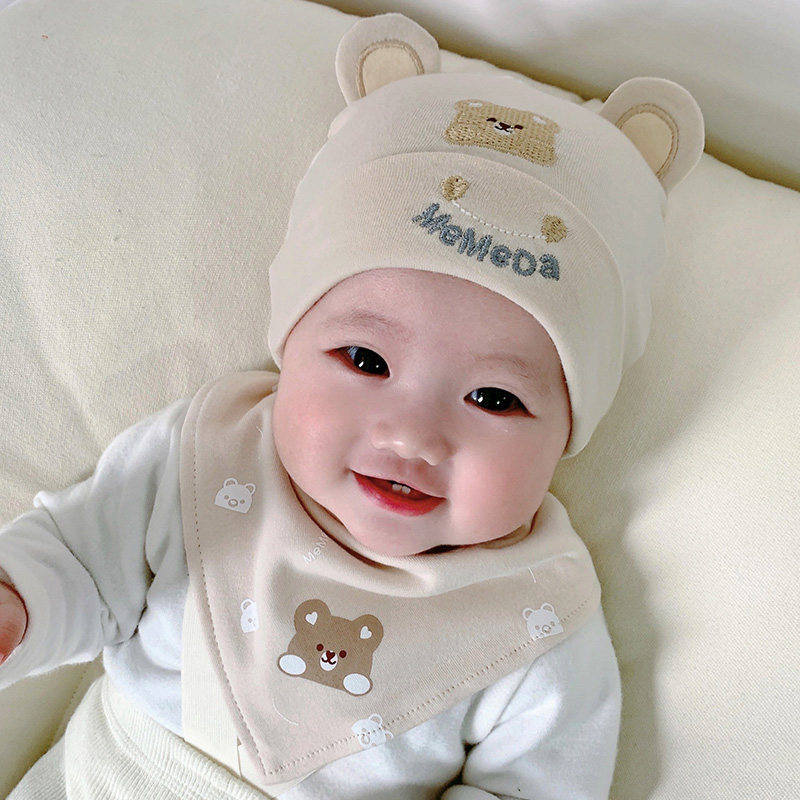 春秋款3一6个月婴儿帽子春季可爱超萌男孩春天5女宝宝4薄款2纯棉0