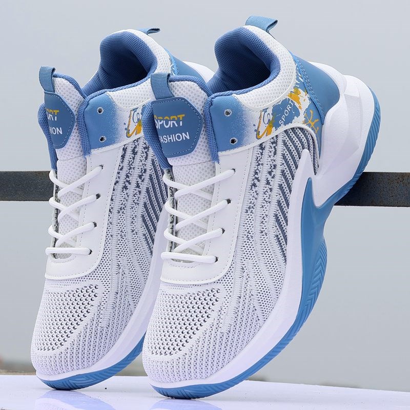 夏季篮球飞织男鞋2024新款男士网面鞋防滑跑步鞋厚底休闲透气球鞋