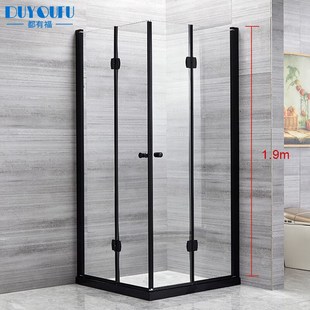 淋浴房卫生间玻璃隔断门干湿分离C小户型浴室洗澡间折叠简易沐浴